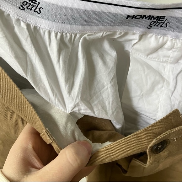 SOLD Homme Girls Khaki Layered Cut Off Skirt, Large - Picture 7 of 7